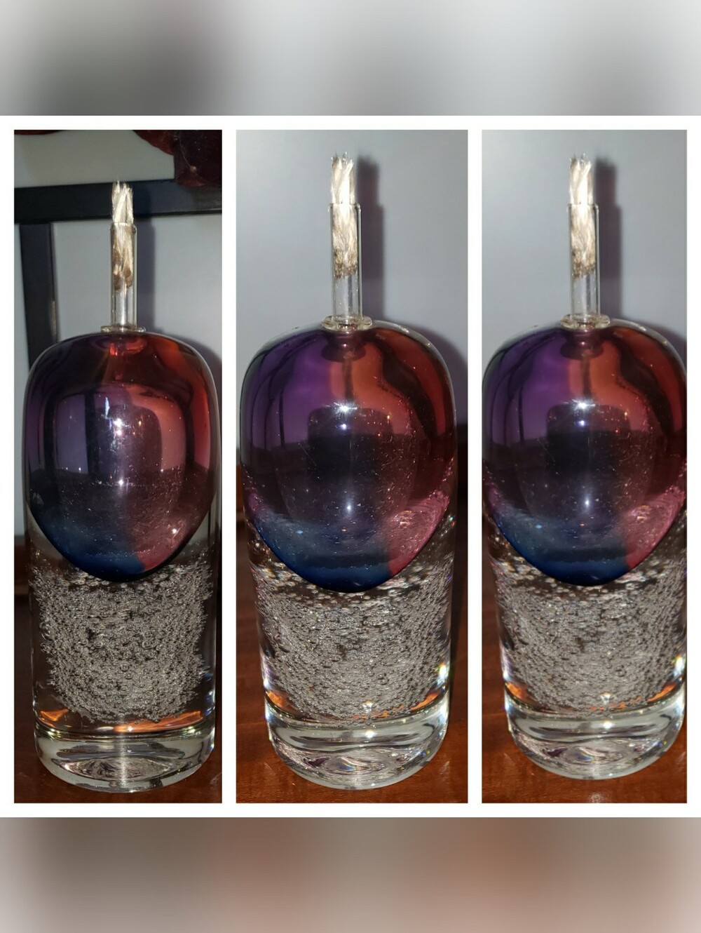 Iridescent Glass Apple Oil Burner - Purple Blue Ombre